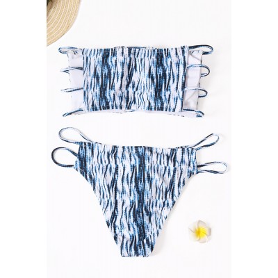 Strappy Cut out Tie Dye Two-piece Bikini Swimwear